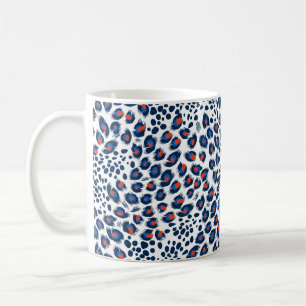 Sömlös leopardhud mönster. Vintage.  Kaffemugg