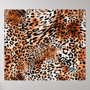 Sömlös leopardmönster, afrikanskt djurtryck poster