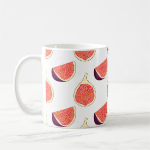 Sömlös lila fig: färglöst mönster kaffemugg