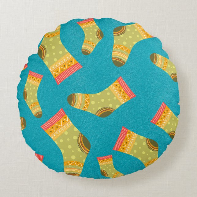 Sömlös linjär mönster med sockor. Bilden Rund Kudde (Framsidan)