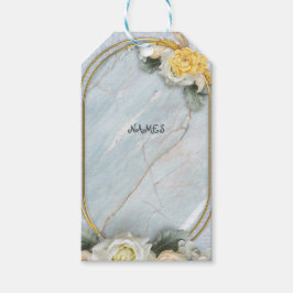 Sömlös, ljusblå, Rosa och vit mandalas Presentetikett