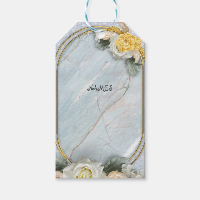 Sömlös, ljusblå, Rosa och vit mandalas Presentetikett (Framsidan)