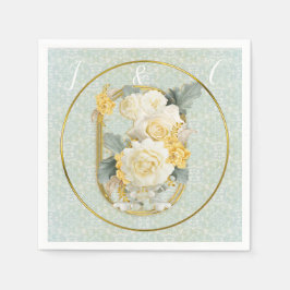 Sömlös Ljust grönt, Gult och vita mandalas Pappersservett