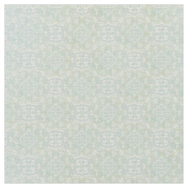 Sömlös Ljust grönt, Gult och vita mandalas Tyg (Närbild)