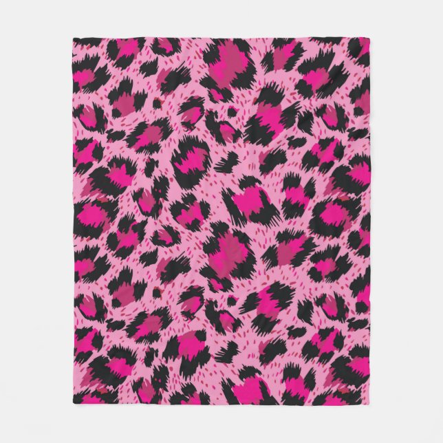 Sömlös lyx rosa leopard mönster. fleecefilt (Framsidan)