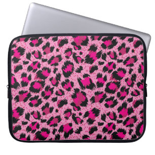 Sömlös lyx rosa leopard mönster. laptop fodral