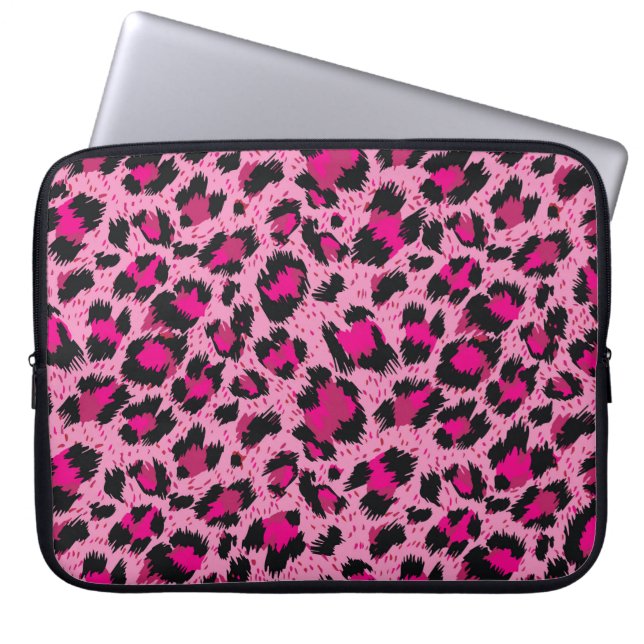 Sömlös lyx rosa leopard mönster. laptop fodral (Framsidan)