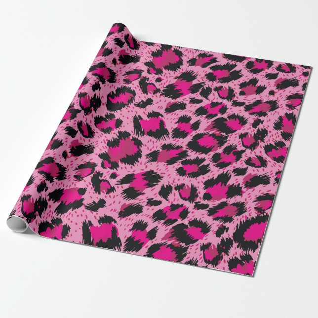 Sömlös lyx rosa leopard mönster. presentpapper (Utrullad)