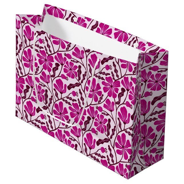 Sömlös Magenta Mid-Century Modern Blommönster (Framsidan Vinklad)