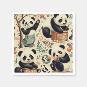 Sömlös målning av Cute Vintage Panda Pappersservett