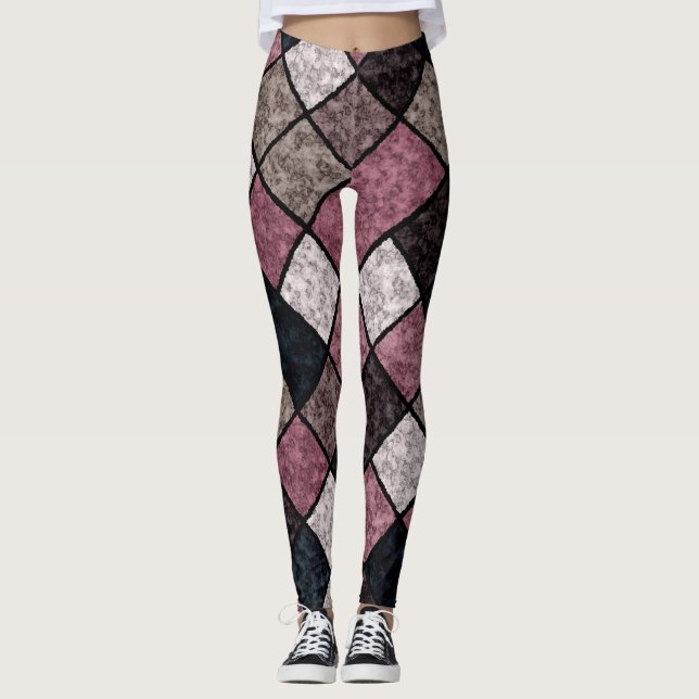 Sömlös marmor av granitsten mönster retro v leggings (Framsida)