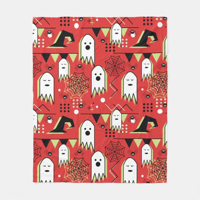 Sömlös memphis geometric of spöke for halloween  fleecefilt (Framsidan)
