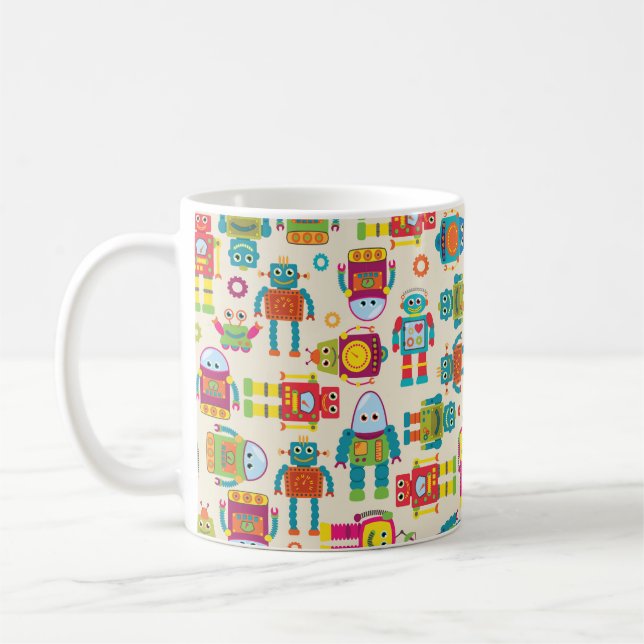 Sömlös, möjlig bakgrund Mönster med cute Rob Kaffemugg (Vänster)
