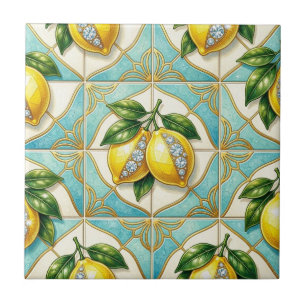 Sömlös mönster Art Deco Citroner och Diamanter Kakelplatta