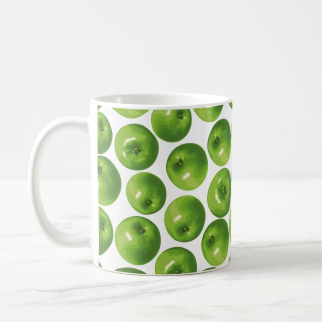 Sömlös mönster av äpple av grönt kaffemugg (Vänster)