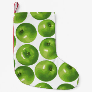 Sömlös mönster av äpple av grönt liten julstrumpa