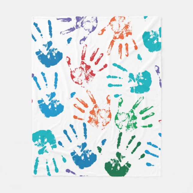 Sömlös mönster av flerfärgat händer på en  fleecefilt (Framsidan)