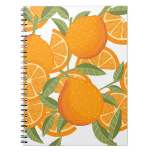 Sömlös mönster av frukt av orange citrus gult som anteckningsbok