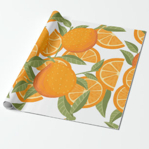 Sömlös mönster av frukt av orange citrus gult som presentpapper