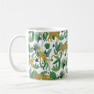 Sömlös mönster av leoparder i djungeln. Summer tro Kaffemugg