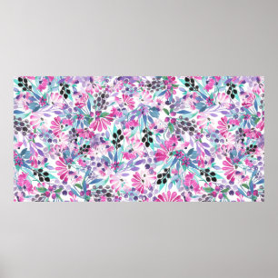 Sömlös mönster av lila blommor och bär,blu poster