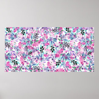 Sömlös mönster av lila blommor och bär,blu poster