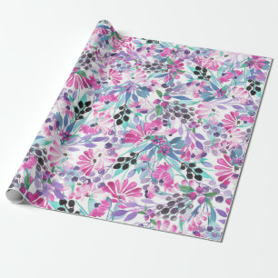 Sömlös mönster av lila blommor och bär,blu presentpapper
