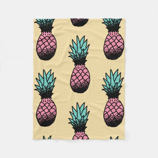 Sömlös mönster av söt ananas hand plockade fleecefilt (Framsidan)