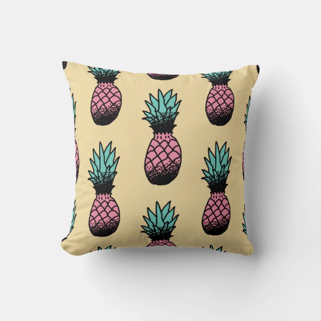 Sömlös mönster av söt ananas hand plockade kudde (Framsida)