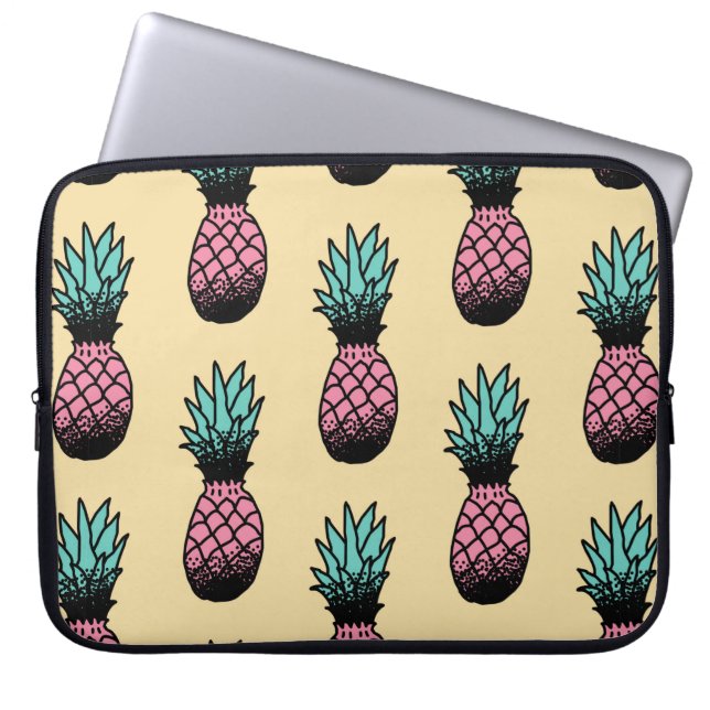 Sömlös mönster av söt ananas hand plockade laptop fodral (Framsidan)