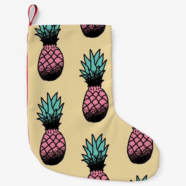 Sömlös mönster av söt ananas hand plockade liten julstrumpa (Framsidan)