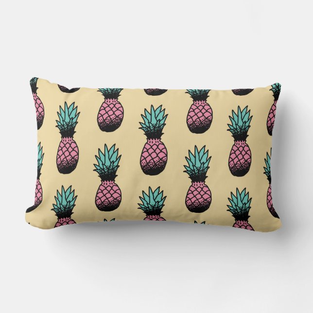 Sömlös mönster av söt ananas hand plockade lumbarkudde (Framsida)