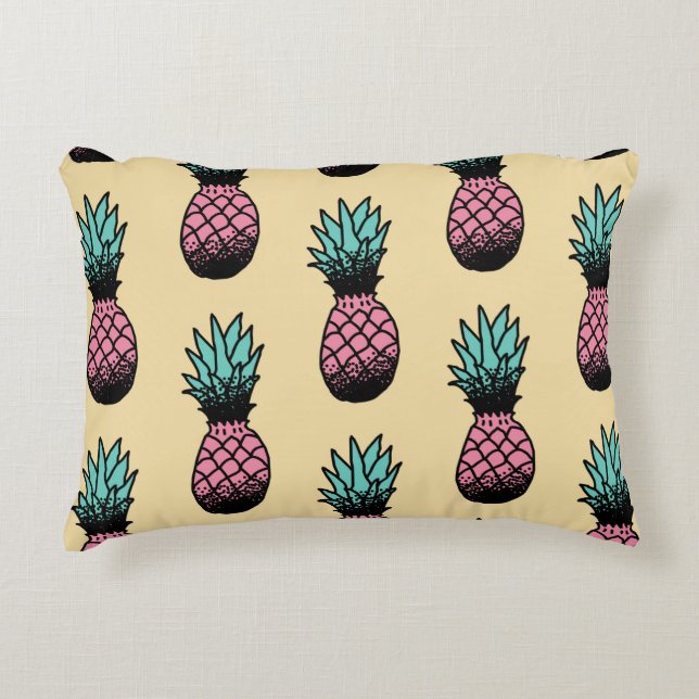 Sömlös mönster av söt ananas hand plockade prydnadskudde (Framsidan)
