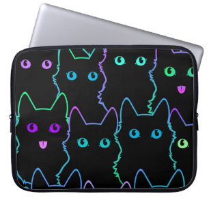 sömlös mönster av söt silhouettesmönster hos katt, laptop fodral