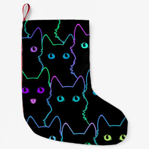 sömlös mönster av söt silhouettesmönster hos katt, liten julstrumpa