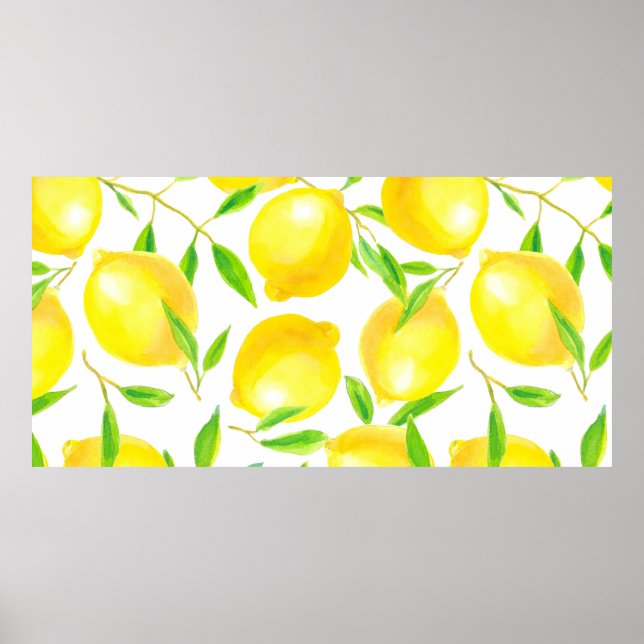 Sömlös mönster av vattenfärgade citroner och lea poster (Framsidan)