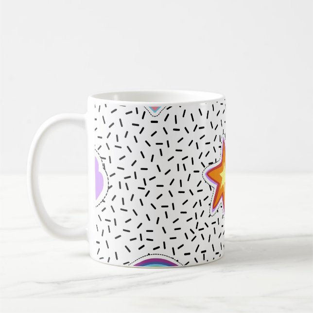 Sömlös mönster-bakgrund med plåsterspruta tecknad  kaffemugg (Vänster)