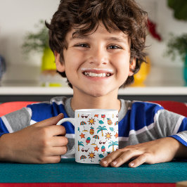 Sömlös Mönster-bakgrund, sommar Kaffemugg