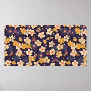 Sömlös mönster blomstrar. poster