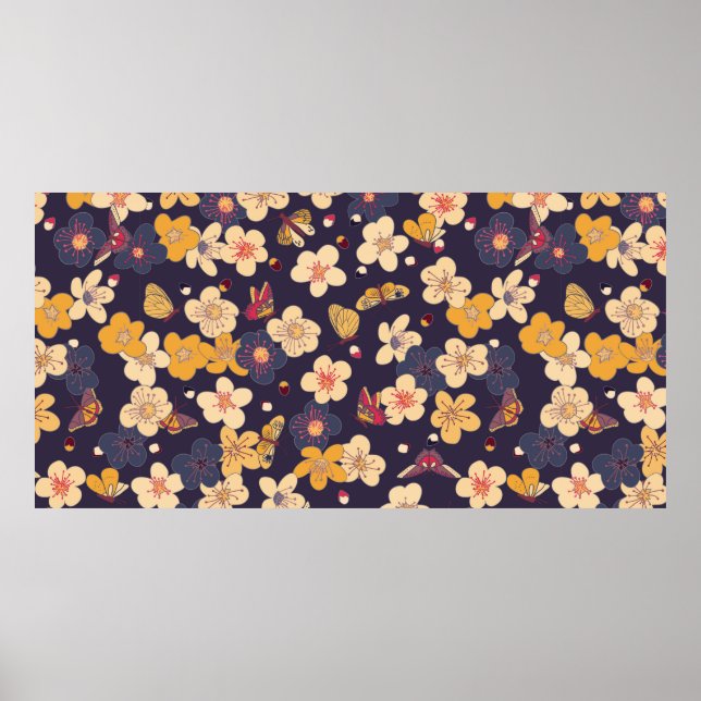 Sömlös mönster blomstrar. poster (Framsidan)