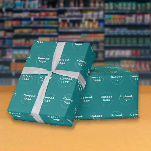 Sömlös Mönster Business Logotyp Teal Wrapping Papp Presentpapper