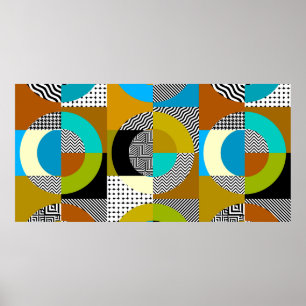 Sömlös mönster. Cirklar mönster i geometriskt kol Poster