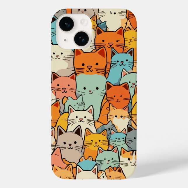 Sömlös Mönster Cute Kawaii Cats Fodral-Mate iPhone (Baksida)