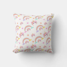 Sömlös Mönster Cute Magic Unicorn Dekorativ kudde