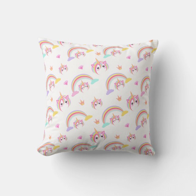 Sömlös Mönster Cute Magic Unicorn Dekorativ kudde (Framsida)