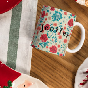 Sömlös Mönster Design Fabric Art Coffee Mugg