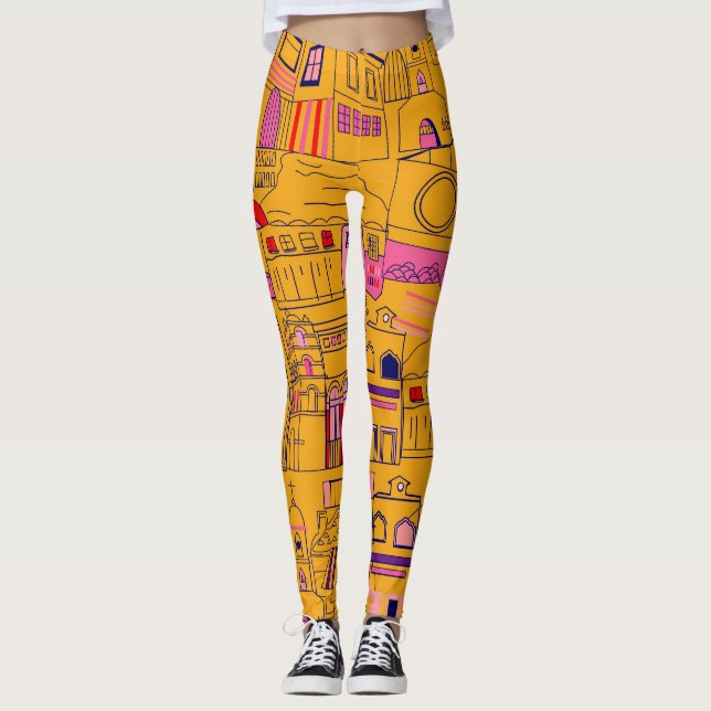 Sömlös Mönster-design för mexikansk textil Leggings (Framsida)
