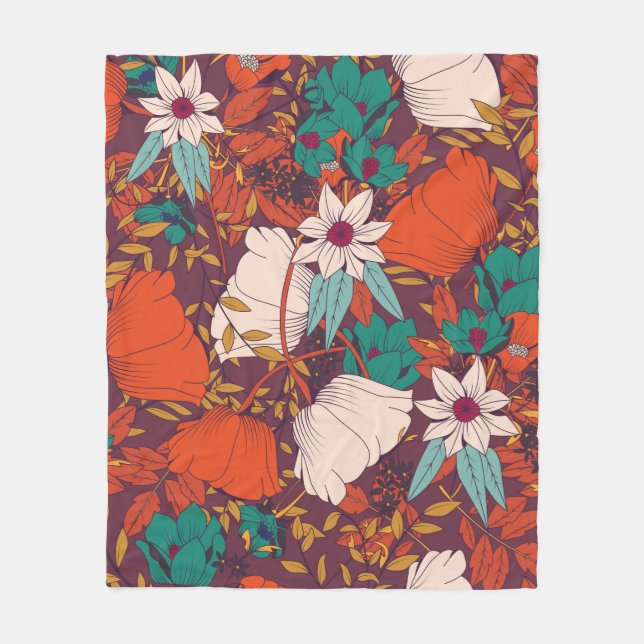 Sömlös mönster-design med blommor från hand plocka fleecefilt (Framsidan)