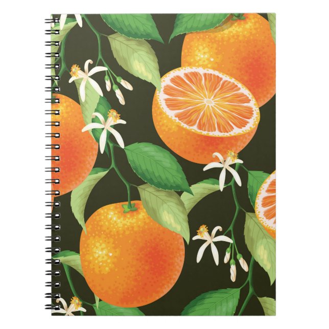 Sömlös Mönster-design med kraftig Orange Anteckningsbok (Framsidan)