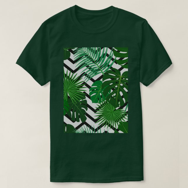 Sömlös mönster exotisk djungel, tropiska handflata t shirt (Design framsida)